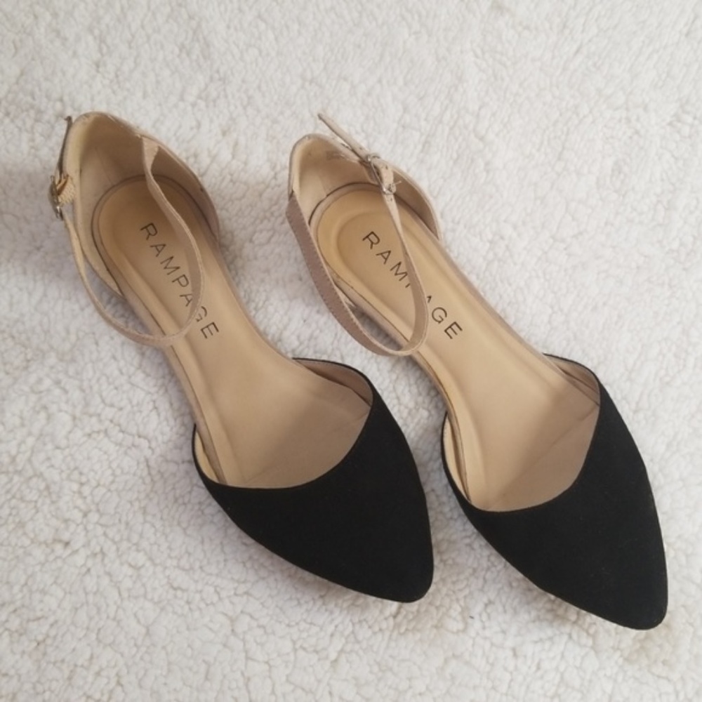 Black and Beige Studded flats with ankle strap